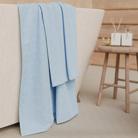 Asciugamani Bagno in Spugna Tinta Unita Azzurro