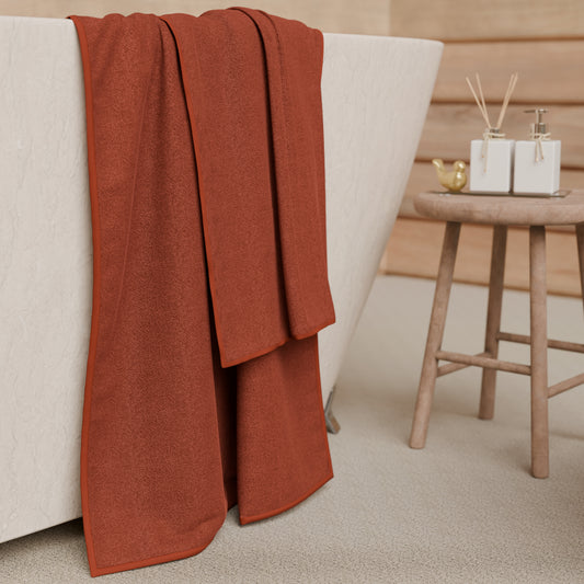 Asciugamani Bagno in Spugna Tinta Unita Terra Cotta