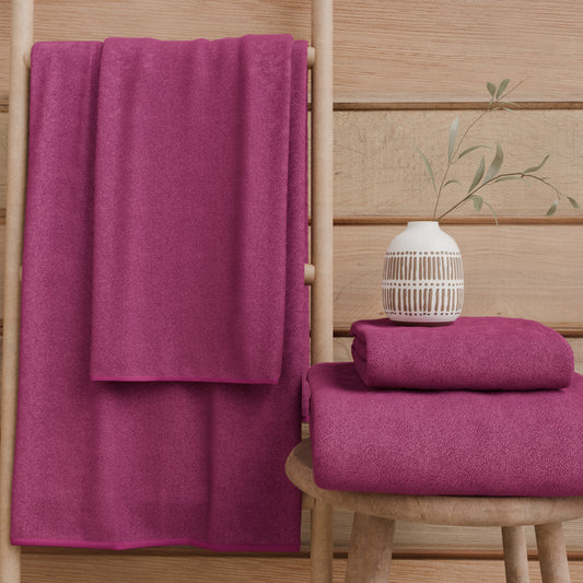 Asciugamani Bagno in Spugna Tinta Unita Fucsia