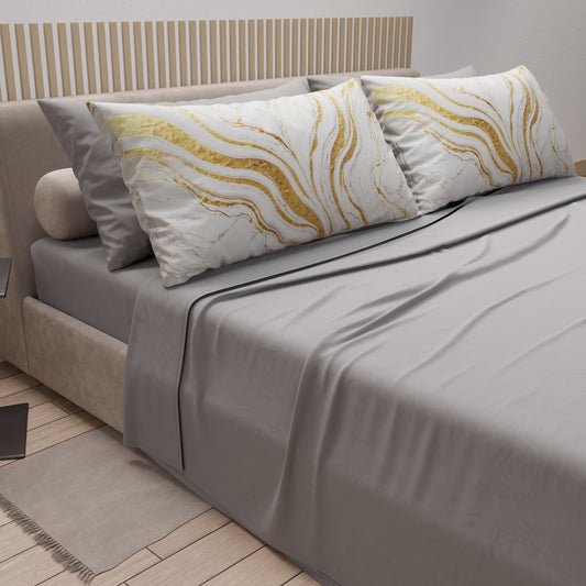 Lenzuola in Cotone, Completo Letto con Federe in Stampa Digitale Marmo Bianco