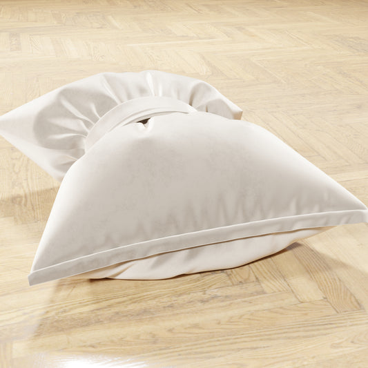 Cuscino Arredo Fiocco in Velluto 40x50 cm, Cuscino divano Bianco Latte