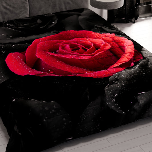 Couvre-lit matelassé printanier et automnal en impression numérique Roses noires