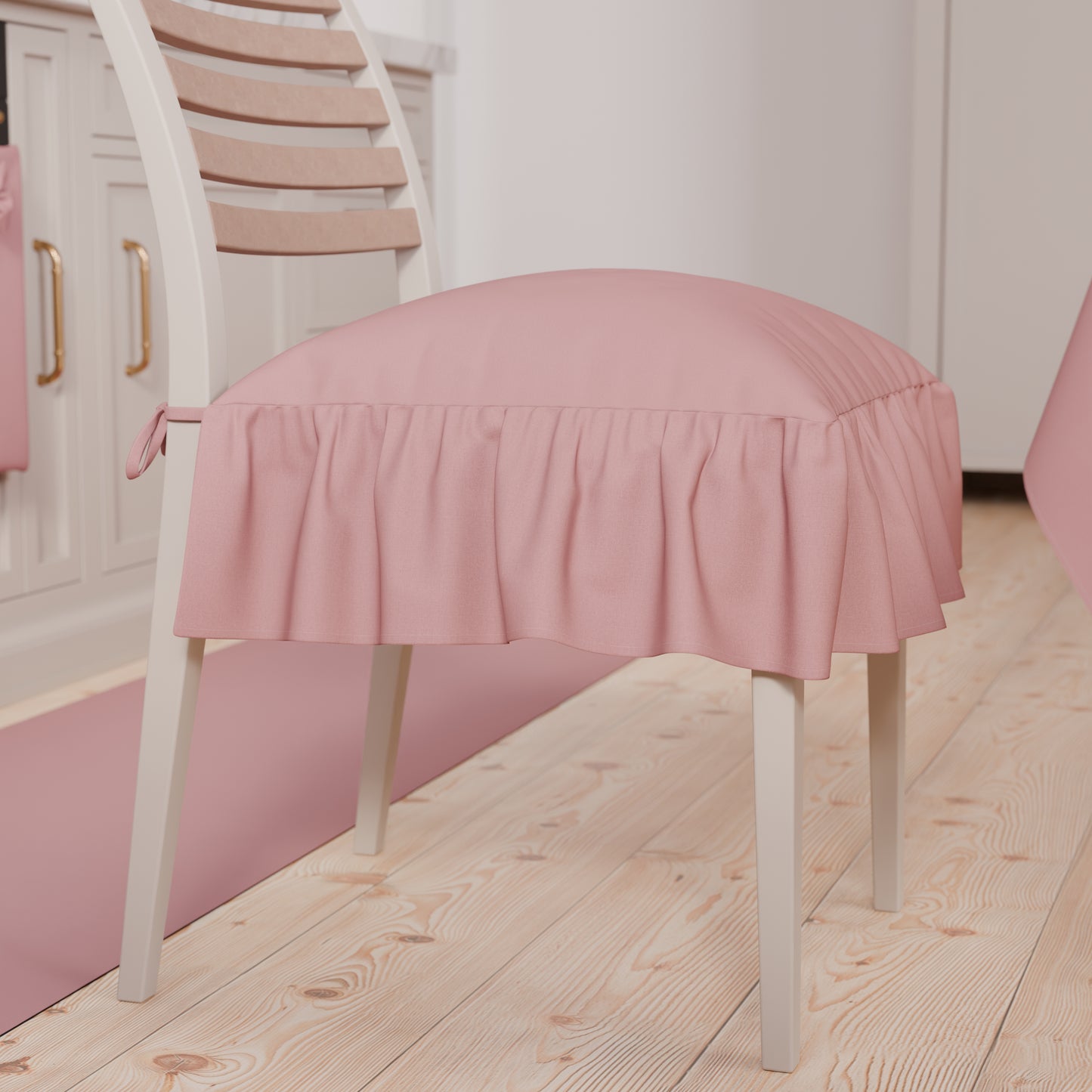 Coussins unis pour chaises avec volant rose poudré clair