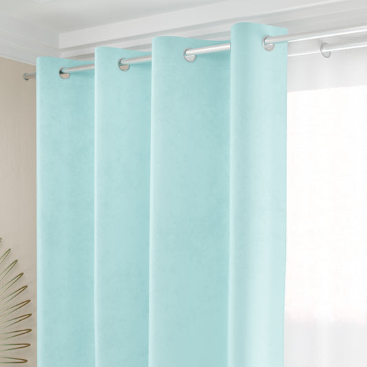 Tenda a Pannello in Velluto per Interni con Anelli, 140x280 cm, Celeste