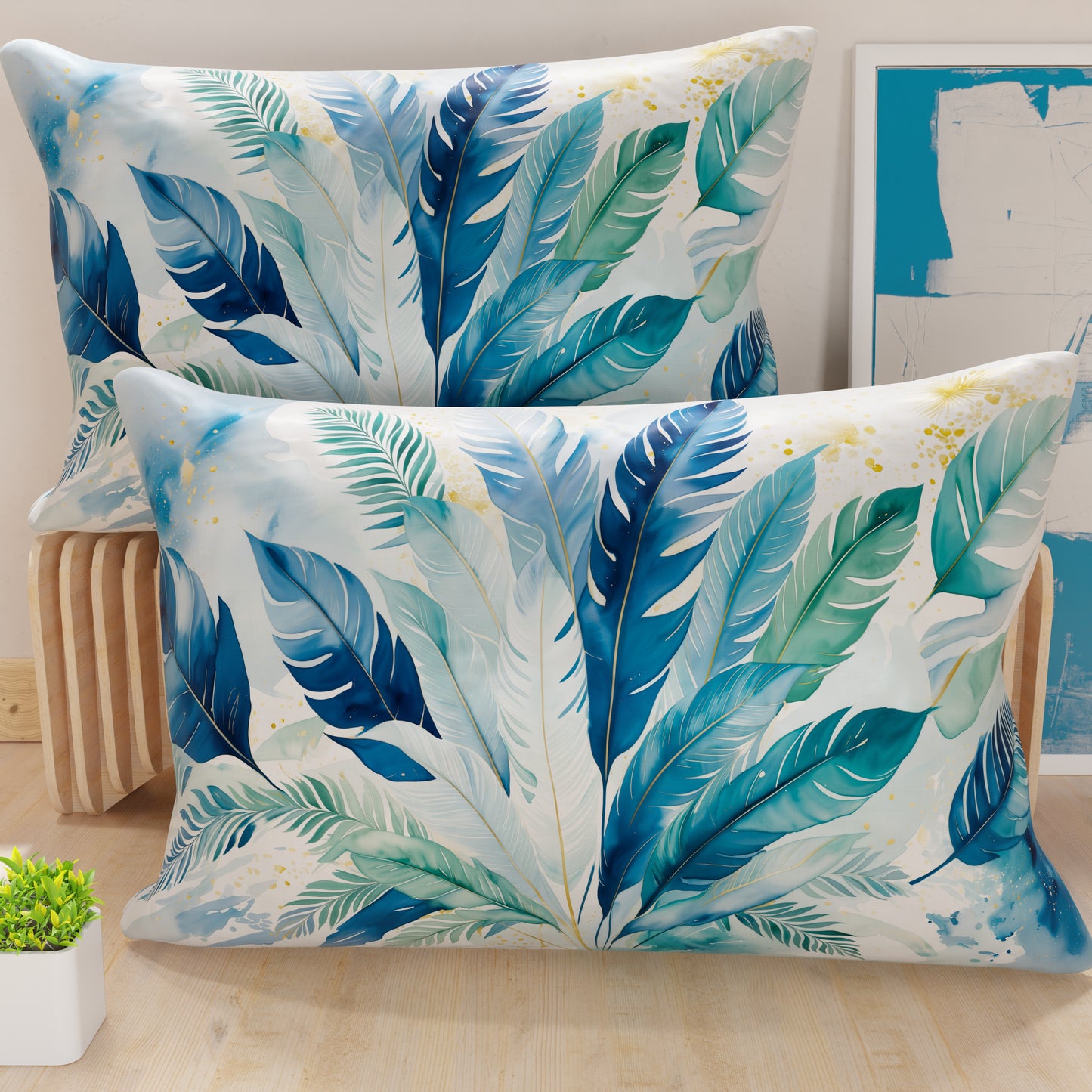Federe Cuscini in Stampa Digitale, Palmwater Blu