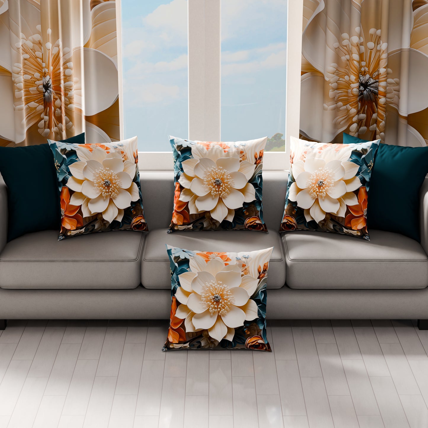 Coussins, Housses de Coussins pour Canapé, Coussins Décoratifs en Impression Digitale Florale 05-10
