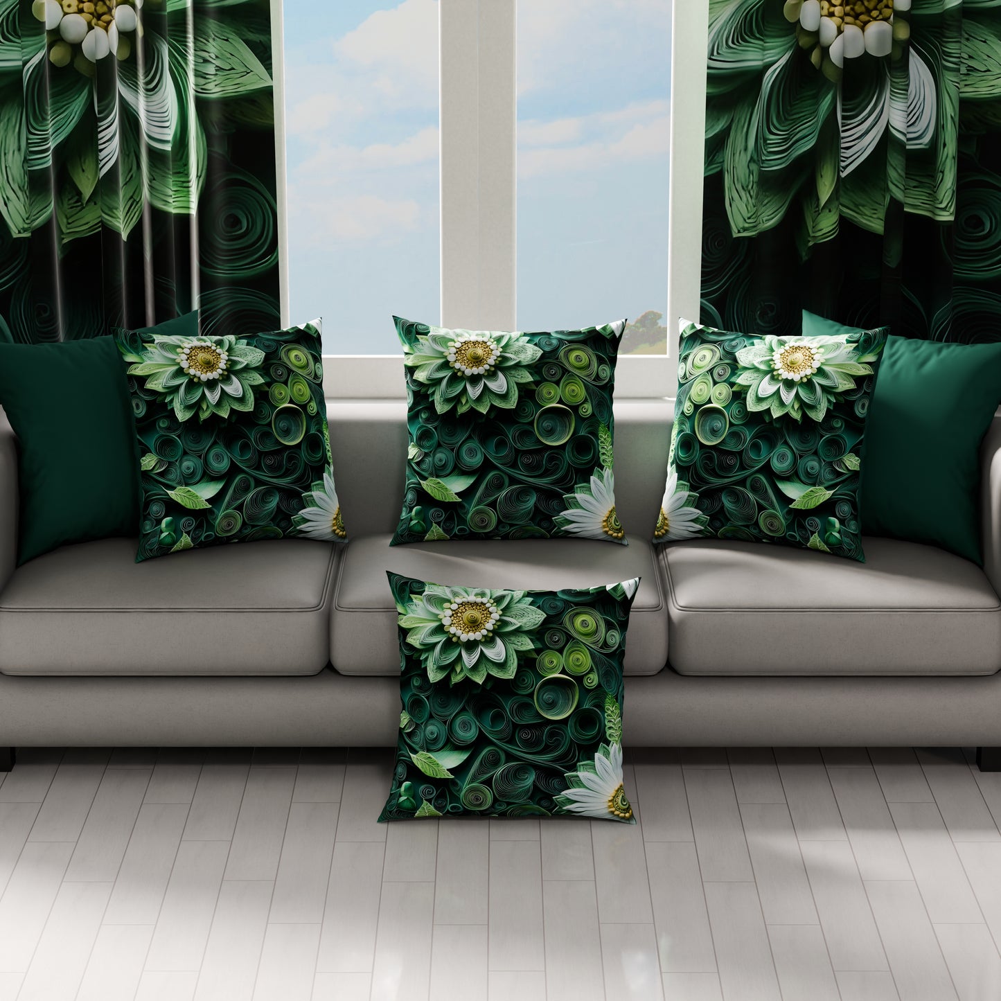 Coussins, Housses de coussin pour canapé, Coussins décoratifs en impression numérique florale 05-22