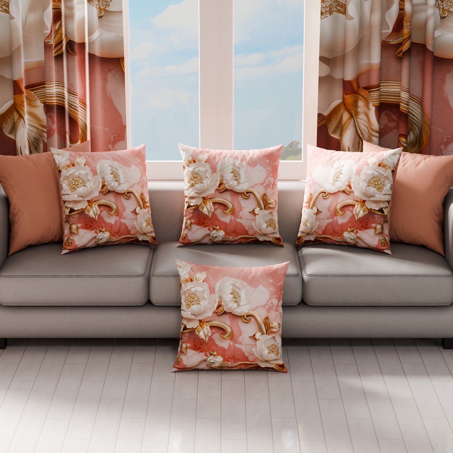 Coussins, Housses de Coussin pour Canapé, Coussins Décoratifs en Impression Digitale Florale 06-11