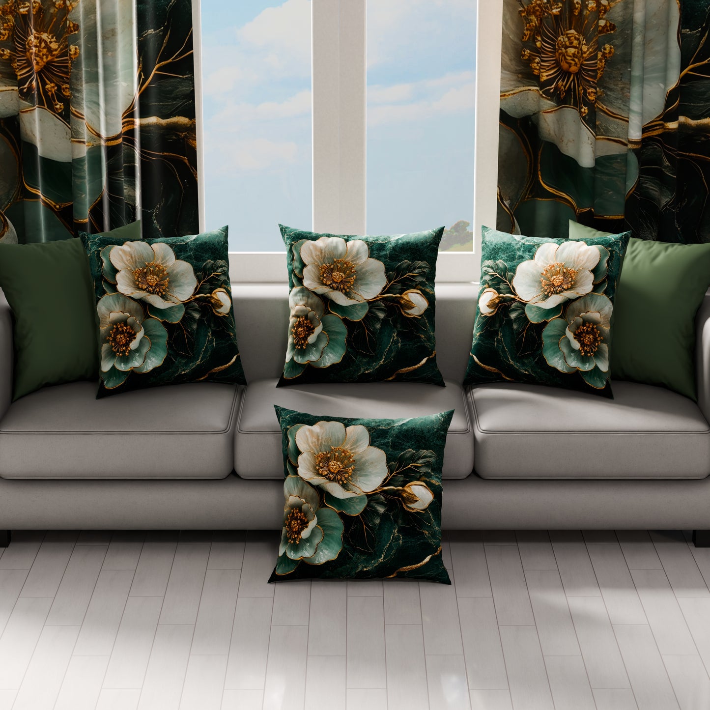 Coussins, Housses de coussin pour canapé, Coussins décoratifs en impression numérique florale 06-19