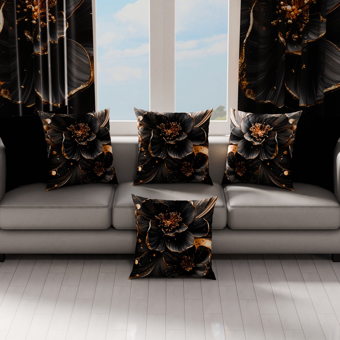 Coussins, Housses de coussin pour canapé, Coussins décoratifs en impression numérique florale 06-22