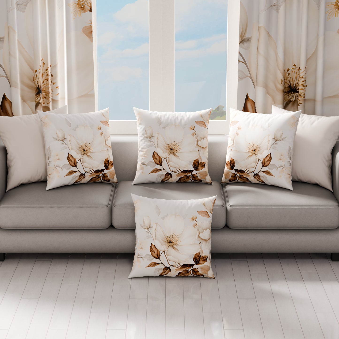 Coussins, Housses de coussin pour canapé, Coussins décoratifs en impression numérique florale F18