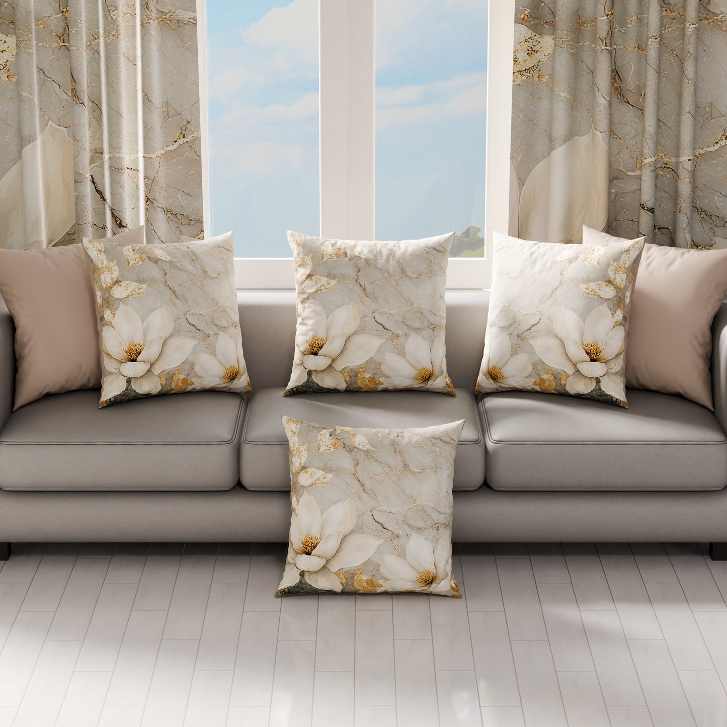 Coussins, Housses de coussin pour canapé, Coussins décoratifs en impression numérique florale F32
