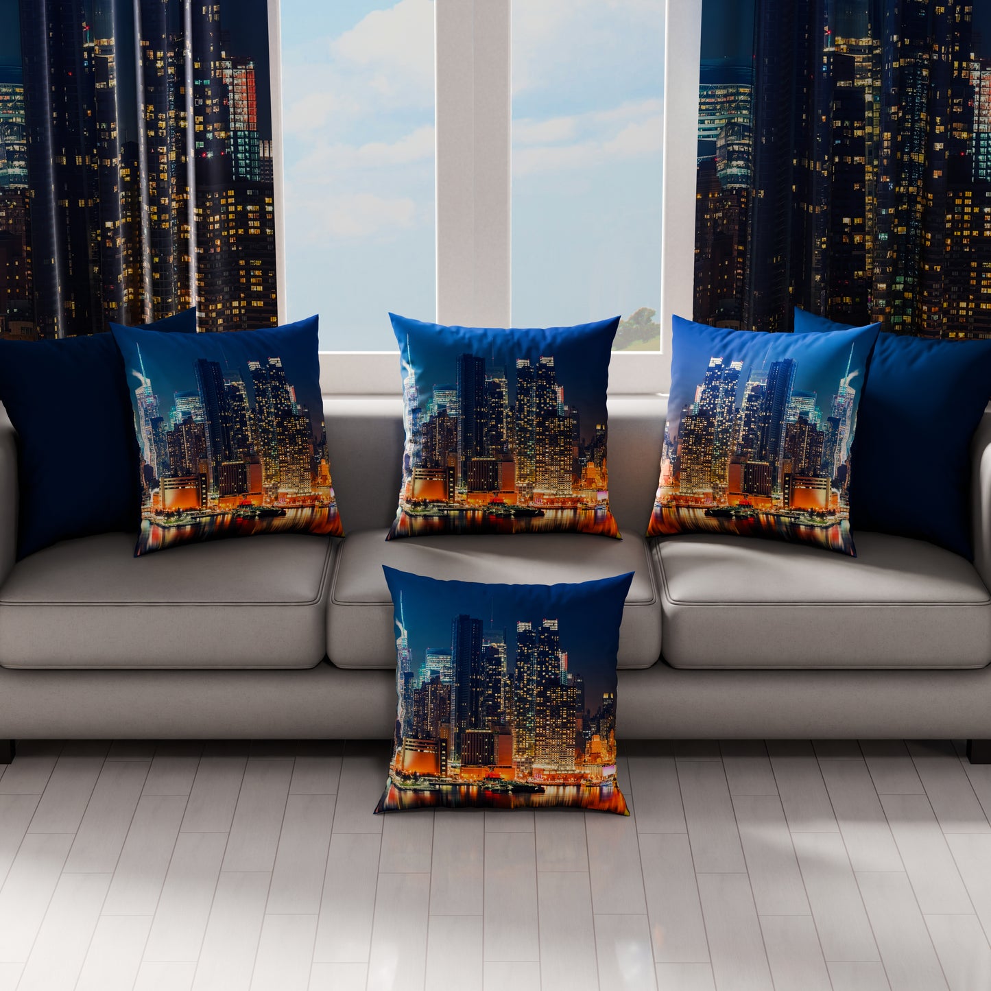 Coussins, Housses de Coussin pour Canapé, Coussins Décoratifs en Impression Digitale Ville 02