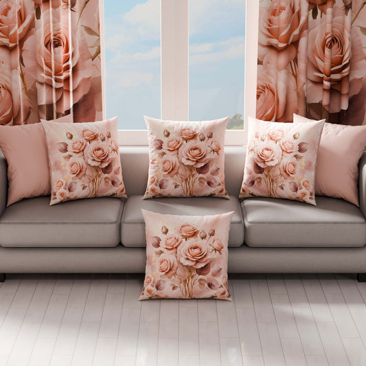 Cuscini, Copricuscini Divano, Cuscini Arredo in Stampa Digitale Floreale Fiore Rosa