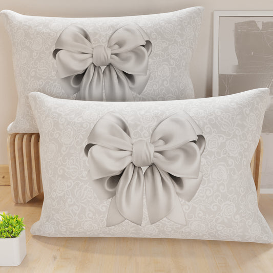 Federe Cuscini Letto Stampa Digitale Fiocco Grigio 40x70 Made in Italy | PETTI