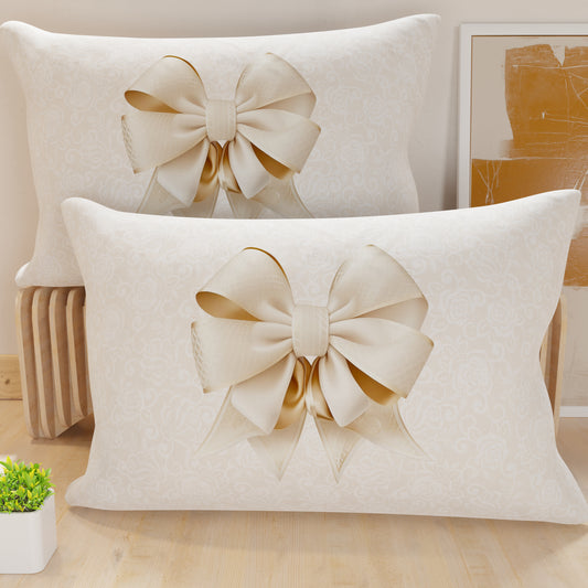 Federe Cuscini Letto Stampa Digitale Fiocco Beige 40x70 Made in Italy | PETTI
