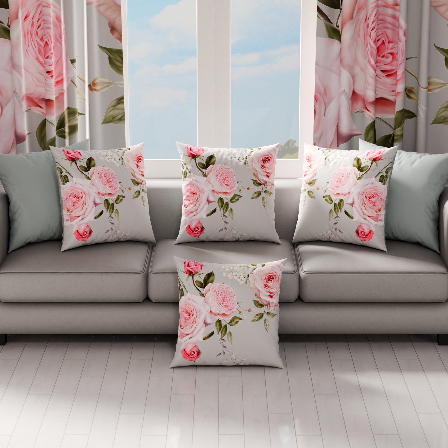 Coussins, Housses de coussin pour canapé, Coussins décoratifs en impression numérique Floral 20-02