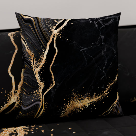 Cuscini, Copricuscini Divano, Cuscini Arredo in Stampa Digitale Marble 07 Nero