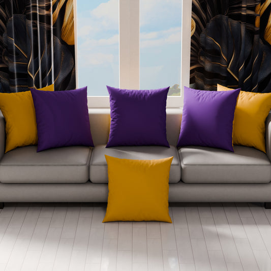 Cuscini, Copricuscini Divano, Cuscini Arredo in Tinta Unita, Viola/Giallo Ocra