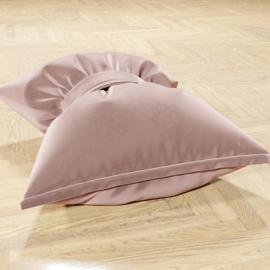 Cuscino Arredo Fiocco in Velluto 40x50 cm, Cuscino divano Cipria