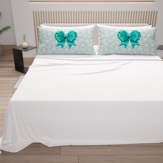 Lenzuola in Cotone, Completo Letto con Federe in Stampa Digitale Fiocco Ottanio