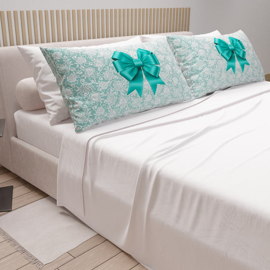 Lenzuola in Cotone, Completo Letto con Federe in Stampa Digitale Fiocco Ottanio