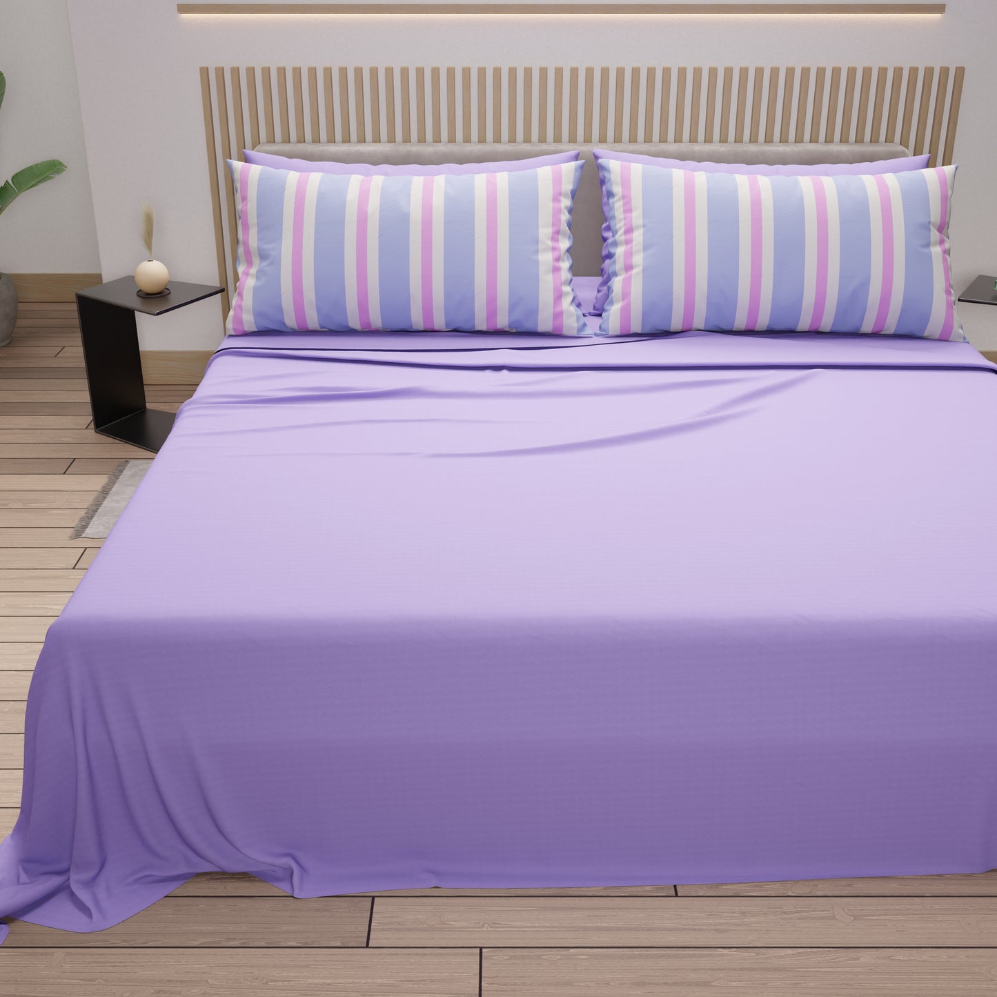 Lenzuola in Cotone, Completo Letto con Federe in Stampa Digitale Mille Righe 10