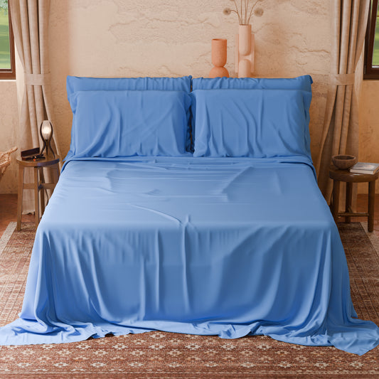 Lenzuola Matrimoniali Singole Cotone Azzurro Made in Italy | PETTI Artigiani Italiani