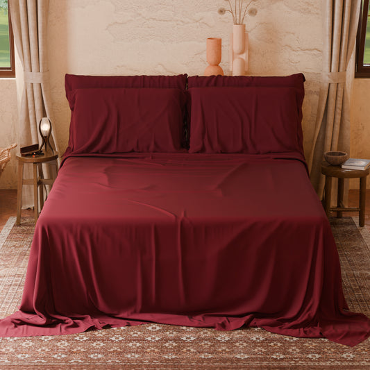 Lenzuola Matrimoniali Singole Cotone Bordeaux Made in Italy | PETTI Artigiani Italiani