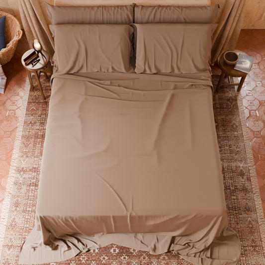 Draps housse double, simple, une place et demie, en coton, boue