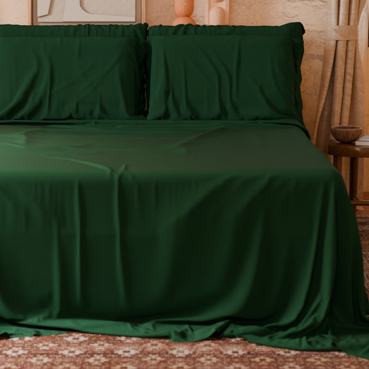 Lenzuola Matrimoniali, Singole, Una Piazza e Mezza, in Cotone, Verde