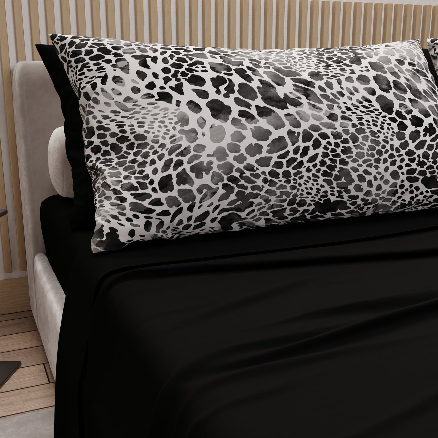 Set Animalier Cobra Nero Copriletti Estivi + Lenzuola in Cotone + Federa in Stampa Digitale