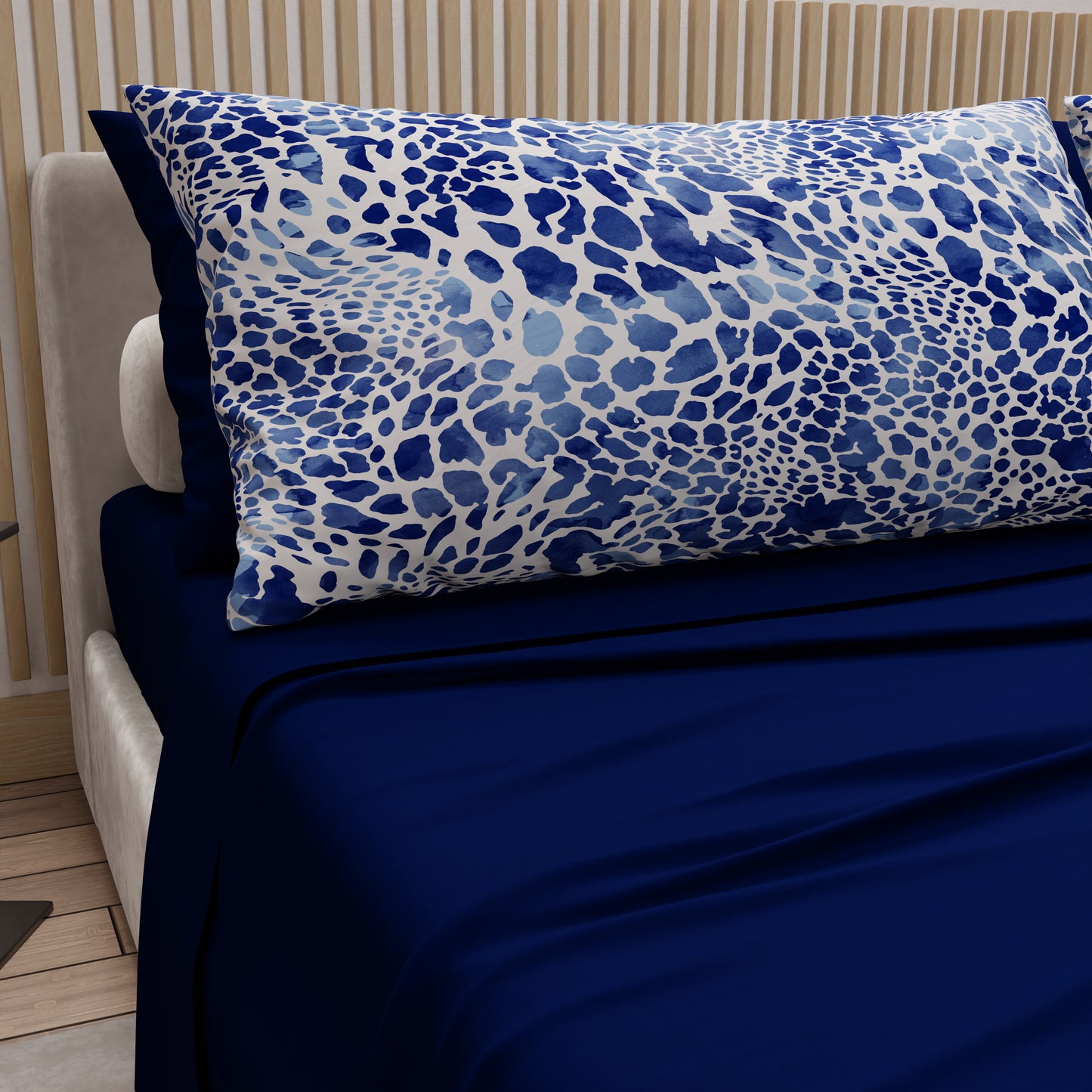 Set Animalier Cobra Blu Copriletti Estivi + Lenzuola in Cotone + Federa in Stampa Digitale