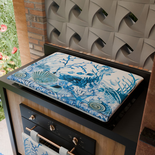 Coprifornello Coprifuochi Cucina in Stampa Digitale Corallo Blu