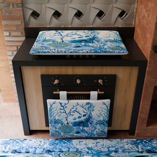 Coprifornello Coprifuochi Cucina in Stampa Digitale Corallo Blu