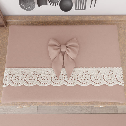 Coprifornello Coprifuochi Shabby Chic con Pizzo e Fiocco Cipria