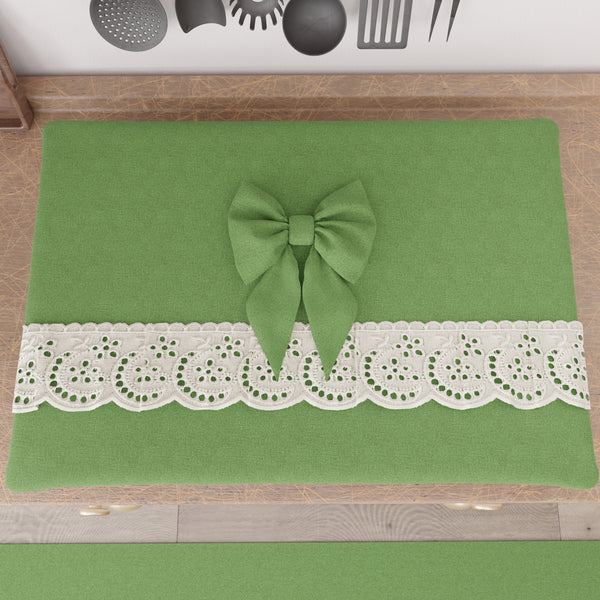 Coprifornello Coprifuochi Shabby Chic con Pizzo e Fiocco Verde
