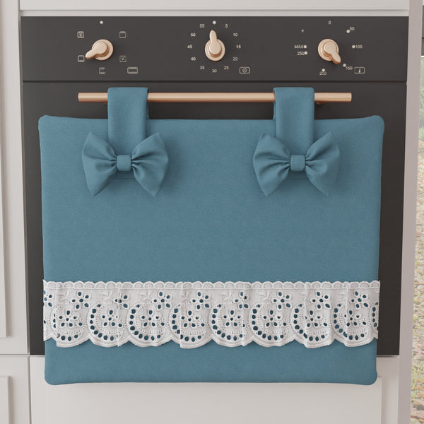 Copriforno Elegante Shabby Chic con Pizzo e Fiocchi Blu Avion