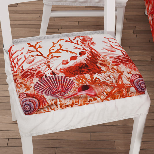 Coprisedia con Elastico Corallo Rosso | Stampa Digitale 4K | Set 2 Pz
