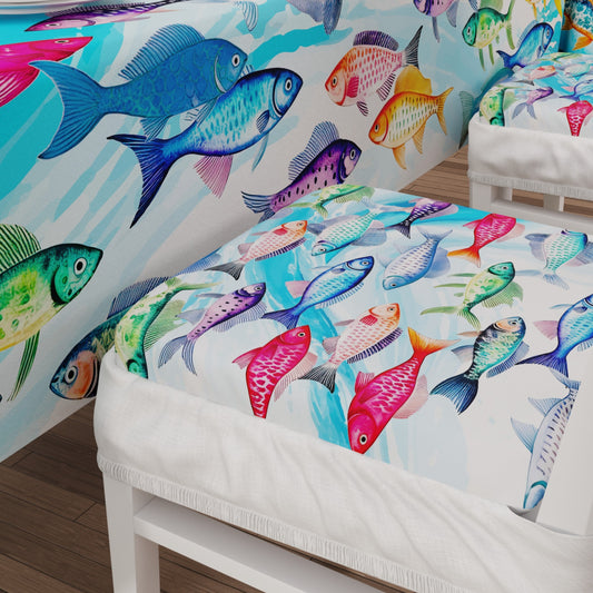 Coprisedia con Elastico Fishes Pesci | Stampa Digitale 4K | Set 2 Pz