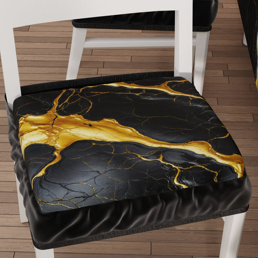 Coprisedia con Elastico Effetto Marmo Nero e Oro | Set 2 o 6 Pz | PETTI