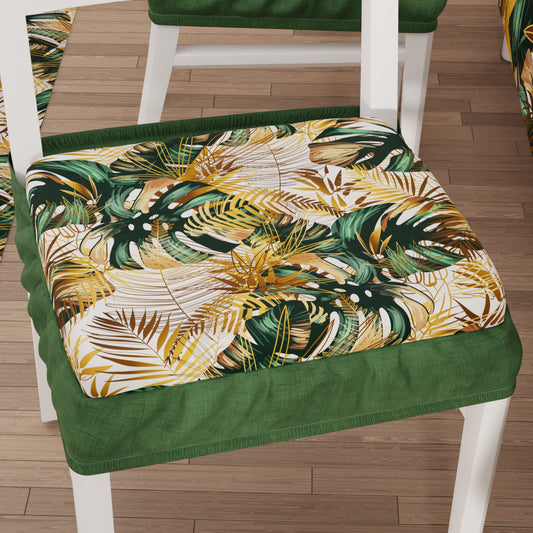 Coprisedia con Elastico Tropical-04 Verde | Stampa 4K | Set 2 o 6 Pz