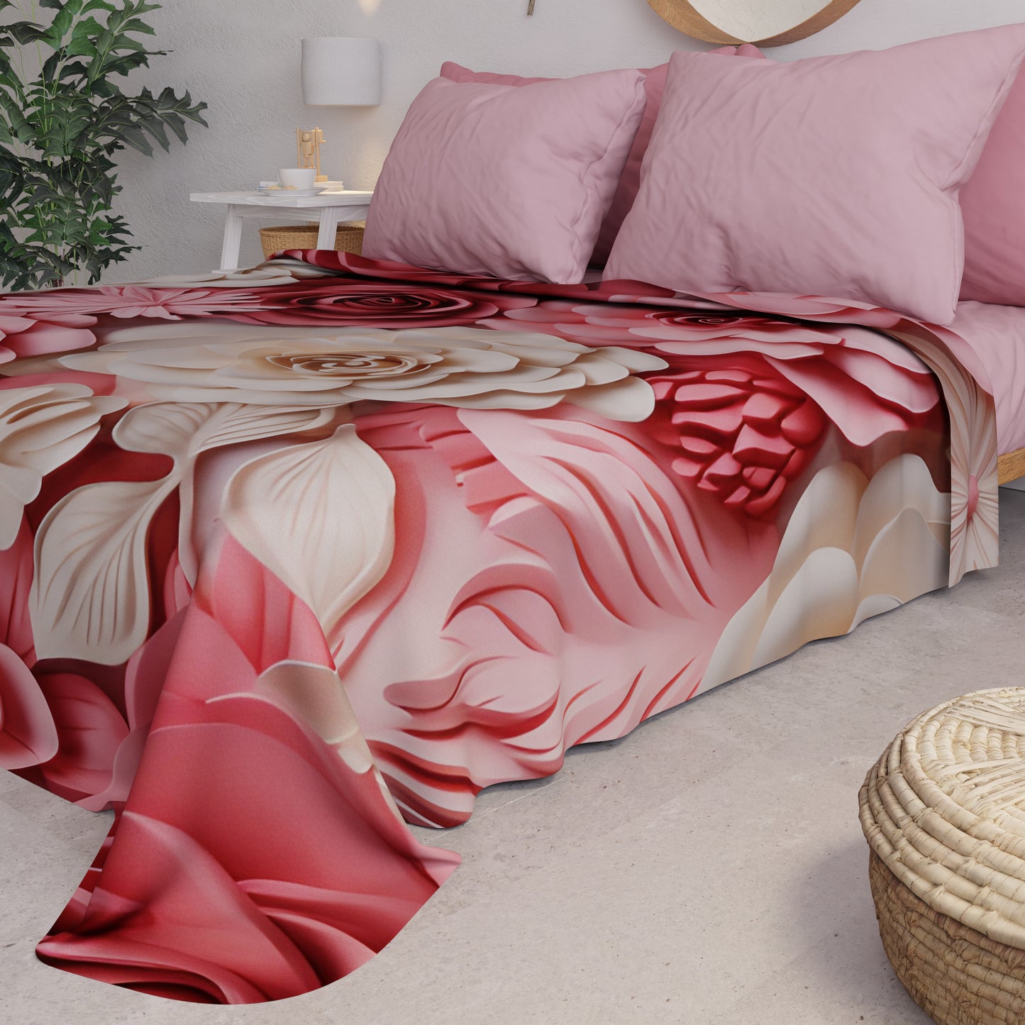 Copriletto Estivo, Coperta Leggera, Lenzuola Copriletto Floreale 05-3
