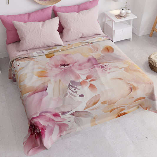 Copriletto Estivo, Coperta Leggera, Lenzuola Copriletto Floreale F2