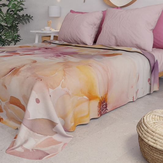 Copriletto Estivo, Coperta Leggera, Lenzuola Copriletto Floreale F2