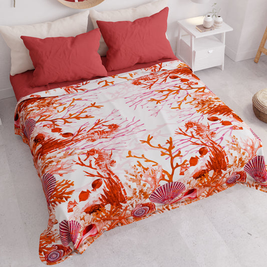 Copriletto Estivo, Coperta Leggera, Lenzuola Copriletto, Corallo Rosso