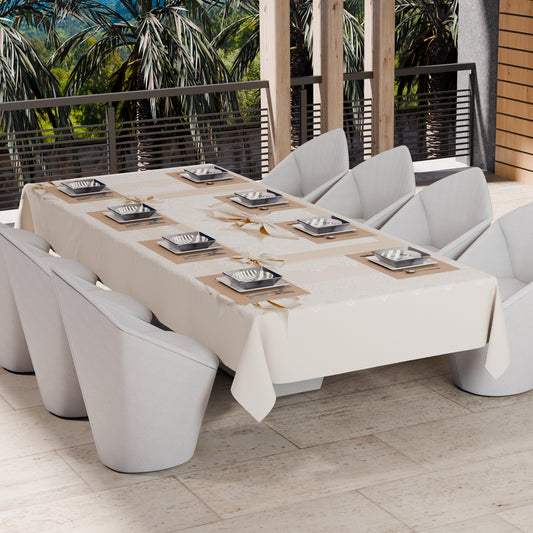 Telo Arredo Copridivano, Copriletto, Copritavolo e Copritutto in Microfibra | Fantasia Fiocco Beige