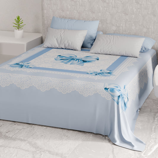 Telo Arredo Copridivano, Copriletto, Copritavolo e Copritutto in Microfibra | Fantasia Fiocco Celeste