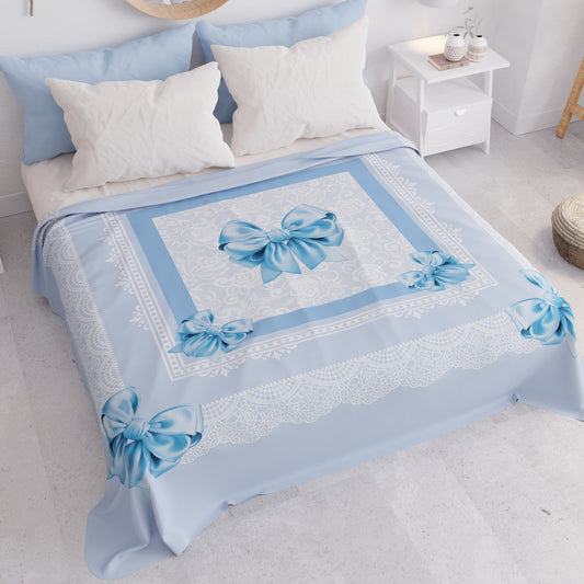 Copriletto Estivo, Coperta Leggera, Lenzuola Copriletto, Fiocco Celeste