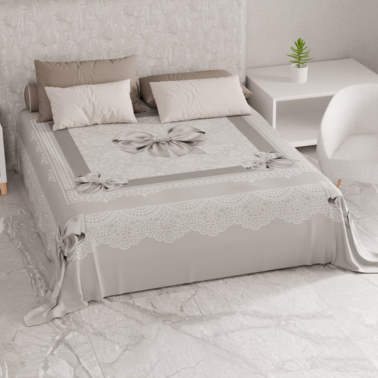 Telo Arredo Copridivano, Copriletto, Copritavolo e Copritutto in Microfibra | Fantasia Fiocco Grigio